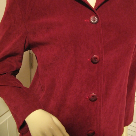 Vintage Y2K 90s Briggs Velour Blazer Jacket Red Maroon Preppy Academia Old Money - Picture 6 of 8